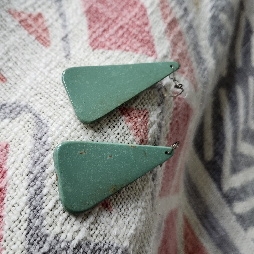 Green Stone Triangle Earrings